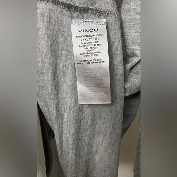NWT Vince Dropped Shoulder V Neck Jersey Top Gray Size XXXL - Picture 8 of 8